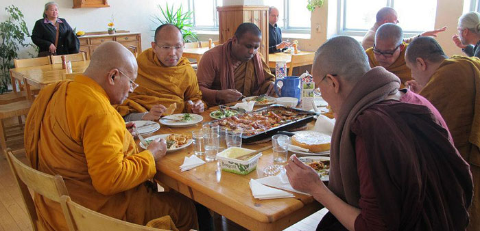 The monks are having lunch