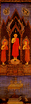 Buddha med tv munkar
